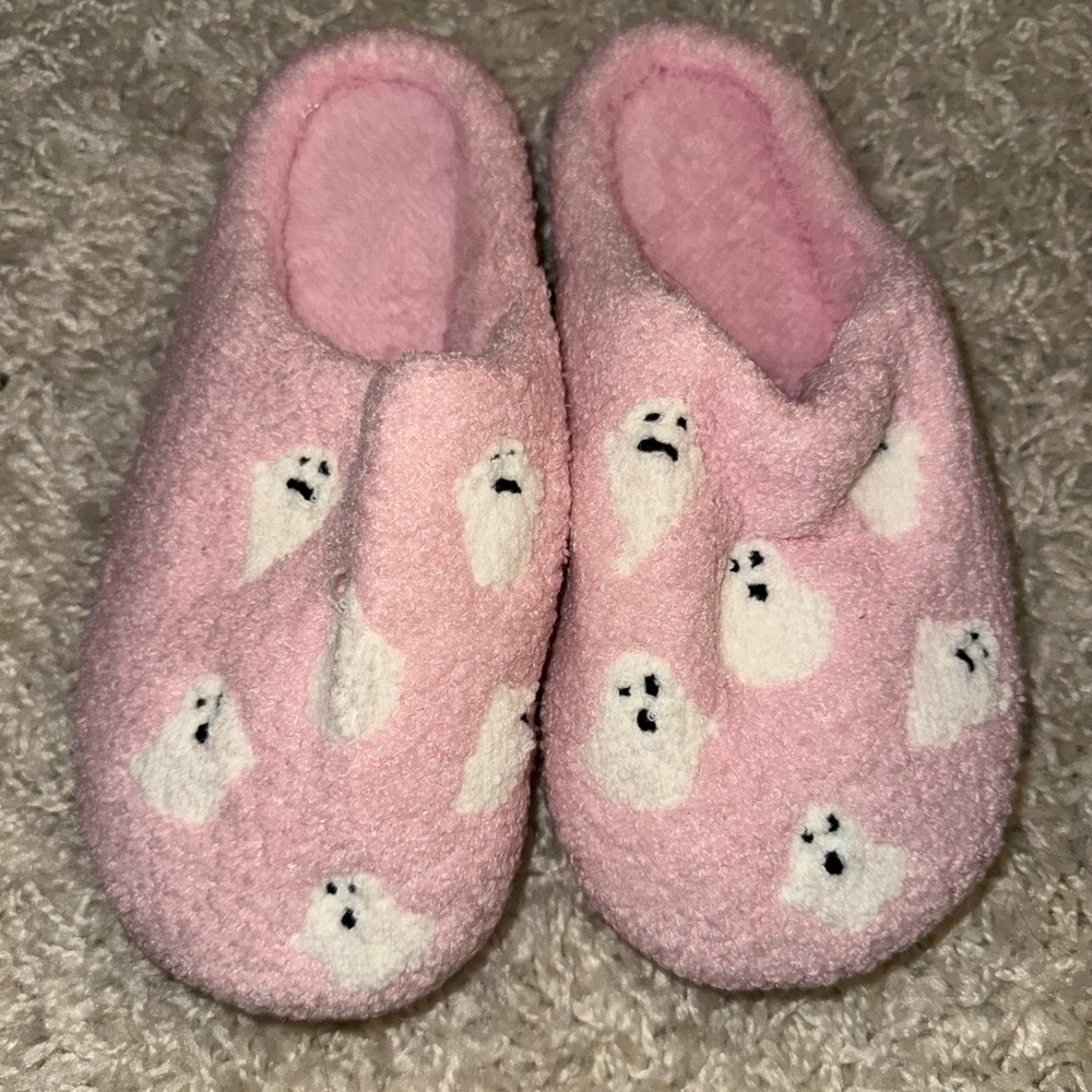 Pink Ghost Pattern Slippers